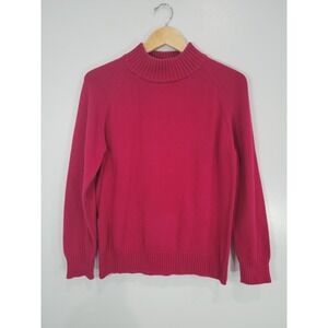 Jeanne Pierre Women XL Mock Neck Sweater Ribbed Knit Red Cotton